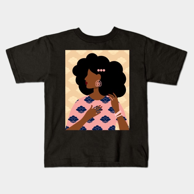 Woman in Pink Kids T-Shirt by tabithabianca